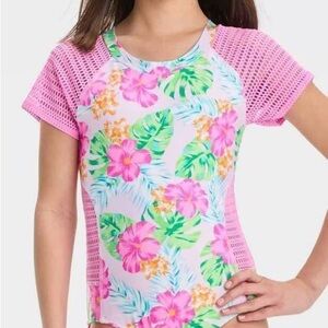Girls' Tropical Love Floral One Piece Swimsuit Size M (8) Plus Art Class